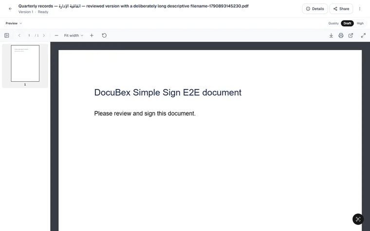 PDF viewer displaying an explicitly named E2E document. early October 2026; retained in 14 October pitch. Retained demo / QA capture.
