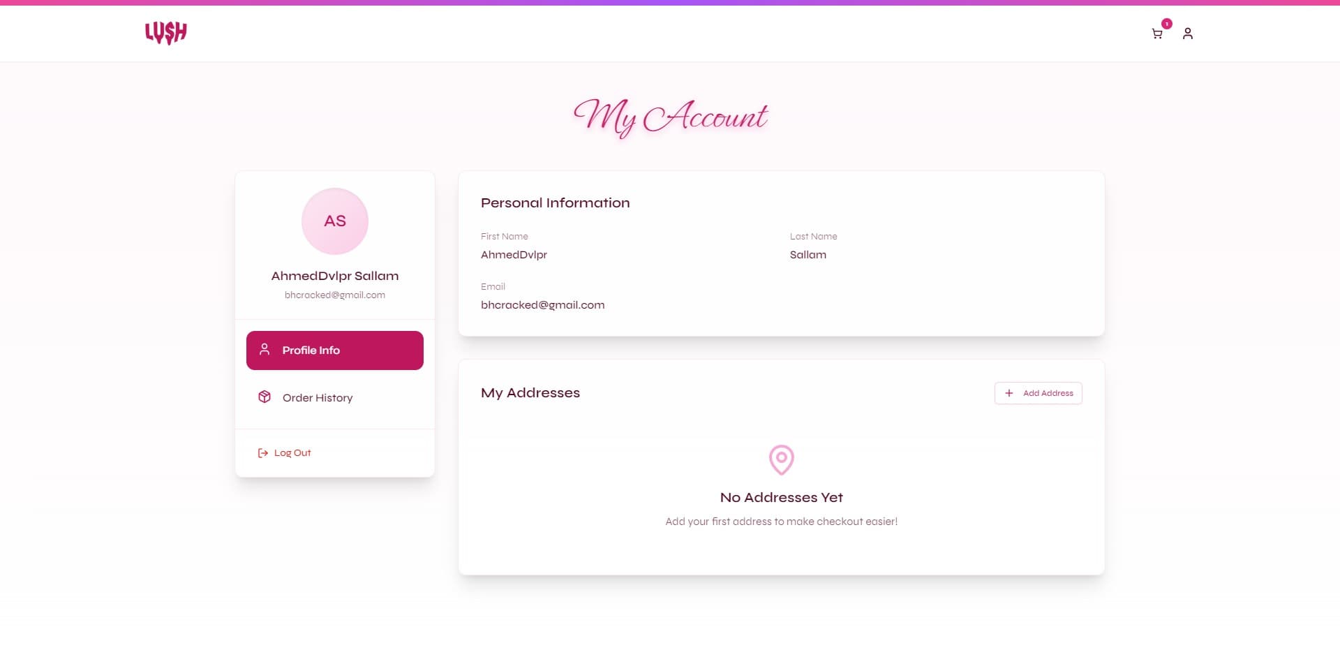 User Settings Page